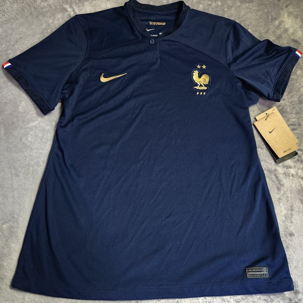 New Nike France FFF Vapor Match Away Home Soccer Jersey Womens Large DN0764-410